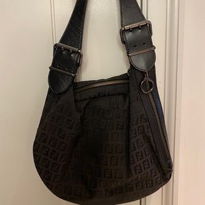 Fendi black monogram shoulder bag